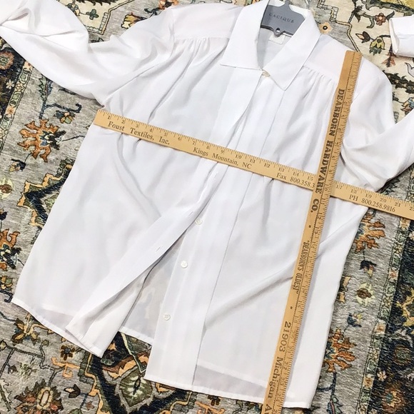 IMPRESSIONS White Semi Sheer Hidden Button Placket Long Sleeve Blouse - Picture 5 of 6